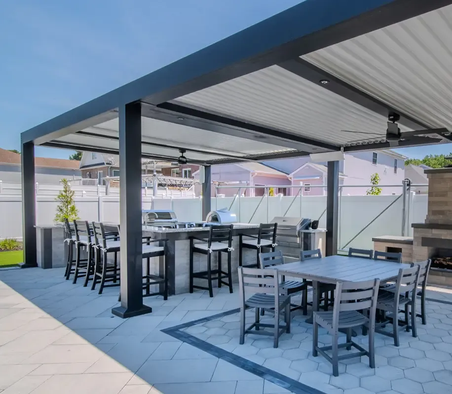 Struxure pergola at the solid structtures outdoor showroom.