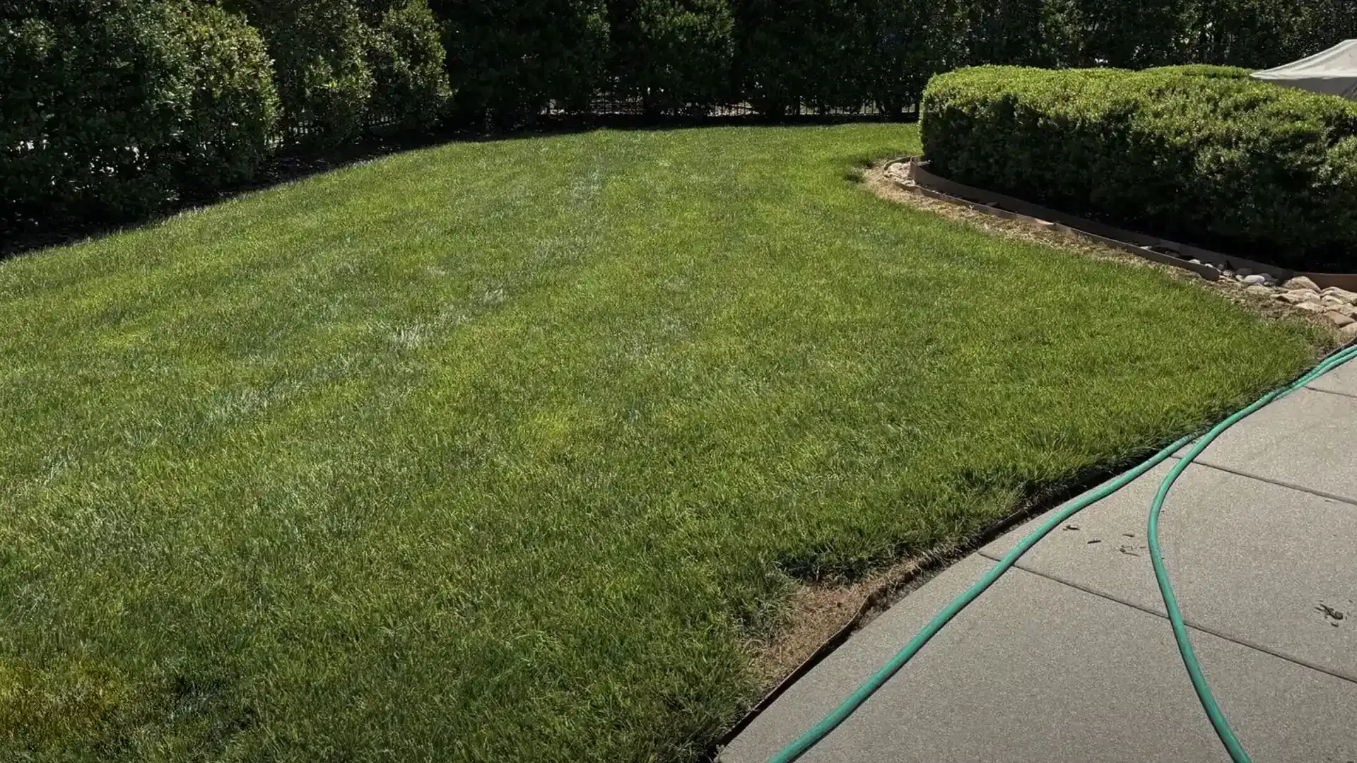 After transformation image of a backyard with swimming pool and hardscape in Virginia Beach.