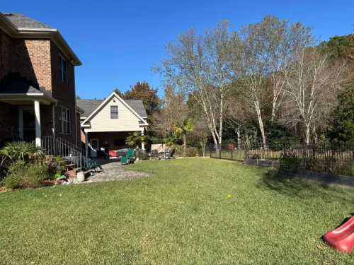 3 Before Backyard Transformation with Pool and Outdoor Living in Great Bridge - Solid Structures Before Backyard Transformation with Pool and Outdoor Living in Great Bridge