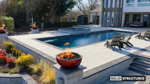After 2 South Chesapeake Design Build Project With 40ft Swimming Pool - Solid Structures After Backyard Transformation with Pool and Outdoor Living in Great Bridge