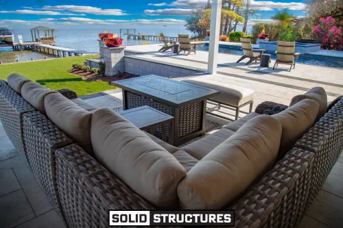 After 6 South Chesapeake Design Build Project With 40ft Swimming Pool - Solid Structures After Backyard Transformation with Pool and Outdoor Living in Great Bridge