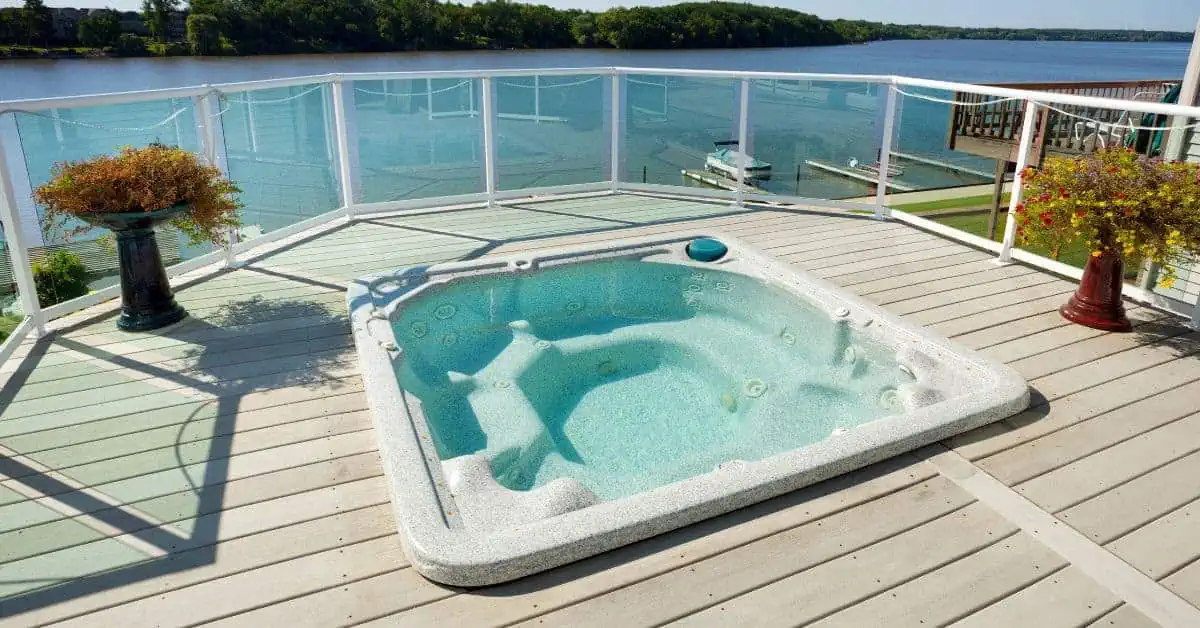 Deck Hot Tub - Solid Structures Hot Tub in a Deck with a View