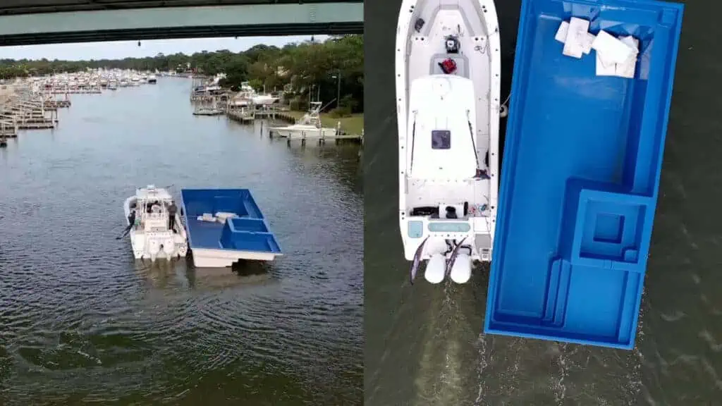 boat - Solid Structures Floating a Fiberglass Pool by Boat