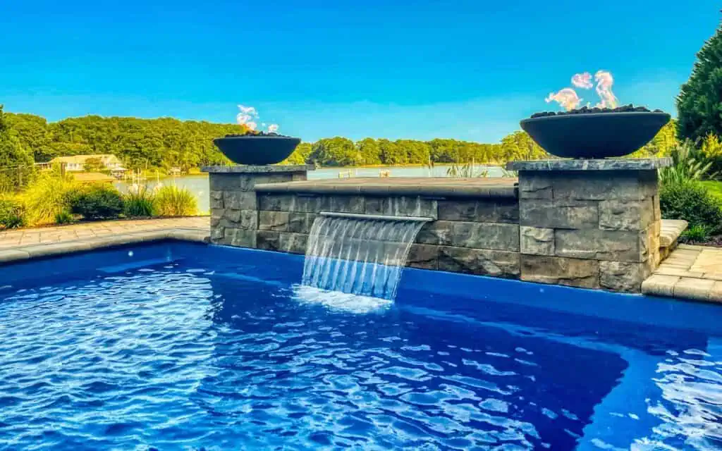 firebowls - Solid Structures Outdoor Swimming Pool with Fire Bowls